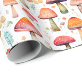 Helder en kleurrijk Waterverf paddenstoelenpatroon Cadeaupapier (Rol Hoek)