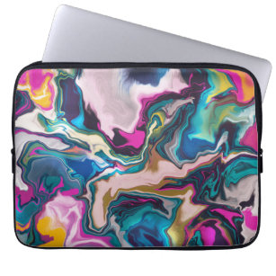 Helder en kleurrijke Abstracte marmering Laptop Sleeve