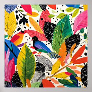 Helder en kleurrijke jungle kunst poster