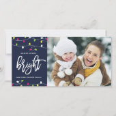 Helder en kleurrijke kerstlichten foto feestdagenkaart (Voorkant)