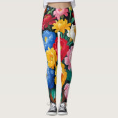 Helder en kleurrijke rozen leggings (Voorkant)