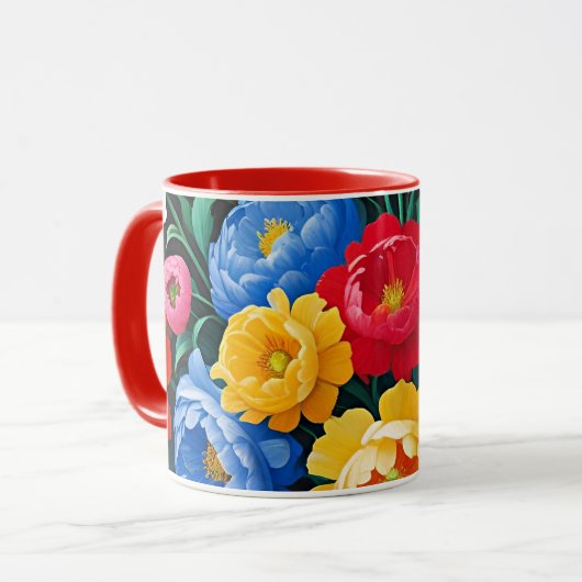 Helder en kleurrijke rozen mok (Voorkant links)