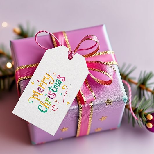 Helder en koel Vrolijk Kerstfeest Cadeaulabel