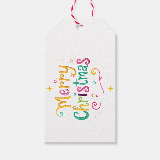 Helder en koel Vrolijk Kerstfeest Cadeaulabel (Voorkant)