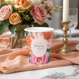 helder en krachtig levendig bloemend bruidsdouchef papieren bekers