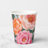 helder en krachtig levendig bloemend bruidsdouchef papieren bekers (Achterkant)