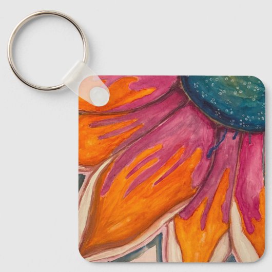 Helder en leuk bloemensleutelhanger sleutelhanger (Voorkant)