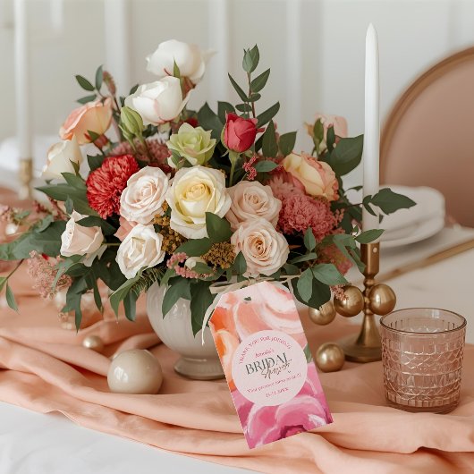 helder en levendig bloemendesign bruiloftsshower cadeaulabel