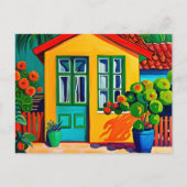 Helder en levendig schilderen van huis feestdagenkaart (Voorkant)