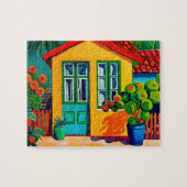 Helder en levendig schilderen van huis legpuzzel (Horizontaal)