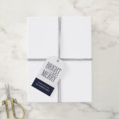 Helder en Merry Modern Navy Blue Holiday Cadeaulabel (Met Touw)