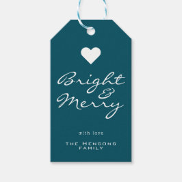 Helder en Merry Script Blue Green Name Kerstmis Cadeaulabel