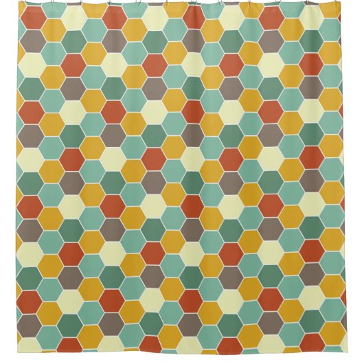 Helder en oud Honeycomb-patroon Douchegordijn (Voorkant)