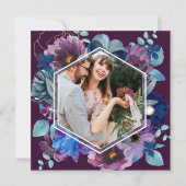 Helder en stout bloemig Magenta Winter Bruiloft Save The Date (Voorkant)