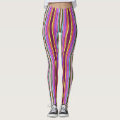 Helder en stout retro strepen multi kleur leggings (Voorkant)
