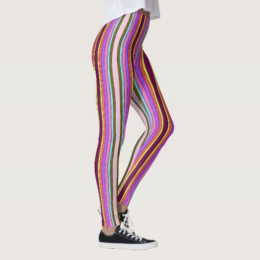Helder en stout retro strepen multi kleur leggings (Rechts)