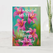 Helder en troebel roze gelilies Happy Birthday Zis Kaart (Voorkant)