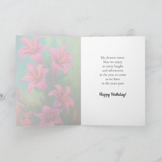 Helder en troebel roze gelilies Happy Birthday Zis Kaart (Binnen)