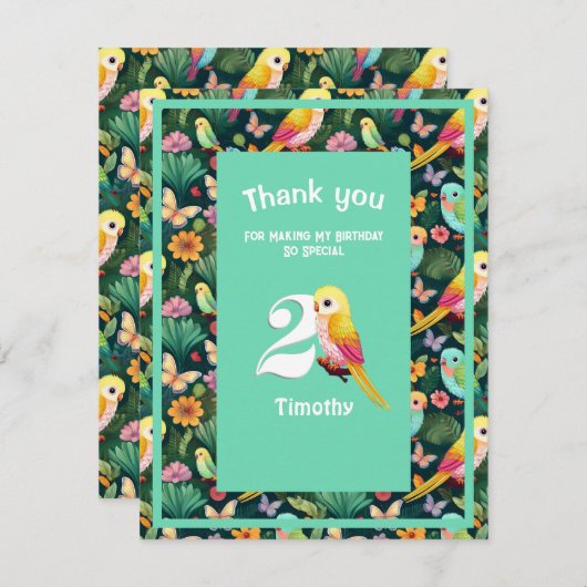 Helder en Tropisch Bedankt: 2e Verjaardag Bedankkaart (Voorkant / Achterkant)