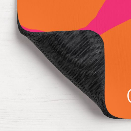 Helder en Vet Heet Roze en Sinaasappel met Naam Muismat (Hoek)