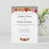 Helder en vet verhalenboek bloemenbruiloft kaart (Staand voorkant)