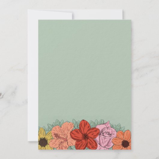 Helder en vet verhalenboek bloemenbruiloft kaart (Achterkant)