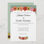 Helder en vet verhalenboek bloemenbruiloft kaart (Voorkant / Achterkant)