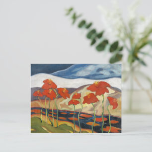 Helder en vrolijk, landschap met bloemen, briefkaart