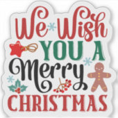 Helder en vrolijk Merry Christmas Sticker Design (Voorkant)