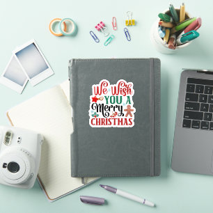 Helder en vrolijk Merry Christmas Sticker Design