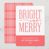 Helder en vrolijk Modern Minimale Kerstmis Feestdagenkaart (Voorkant / Achterkant)