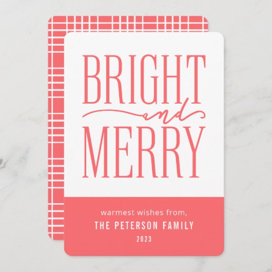 Helder en vrolijk Modern Minimale Kerstmis Feestdagenkaart (Voorkant / Achterkant)