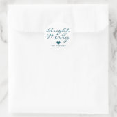 Helder en vrolijk script blauw groene naam kerst ronde sticker (Tas)