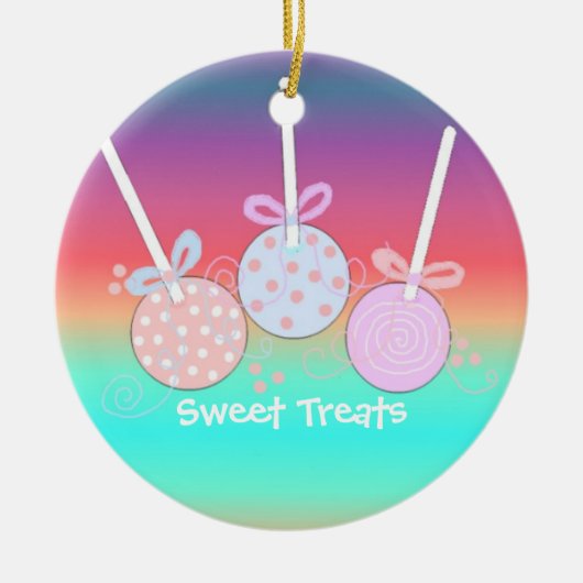 Helder en vrolijke cake pops keramisch ornament (Voorkant)