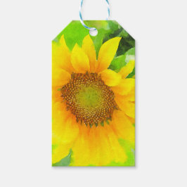 Helder en vrolijke gele zonnebloem cadeaulabel
