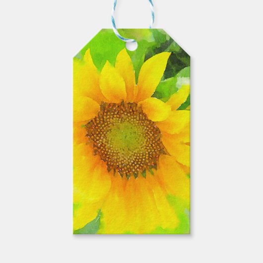Helder en vrolijke gele zonnebloem cadeaulabel (Voorkant)
