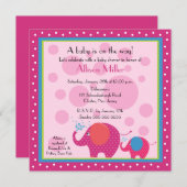 Helder en vun elphant-Baby shower Kaart (Voorkant / Achterkant)