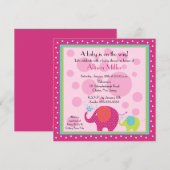 Helder en vun elphant-Baby shower Kaart (Voorkant / Achterkant)