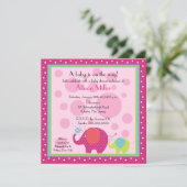 Helder en vun elphant-Baby shower Kaart (Staand voorkant)