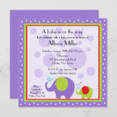 Helder en vun elphant-Baby shower Kaart (Voorkant / Achterkant)