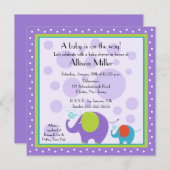 Helder en vun elphant-Baby shower Kaart (Voorkant / Achterkant)