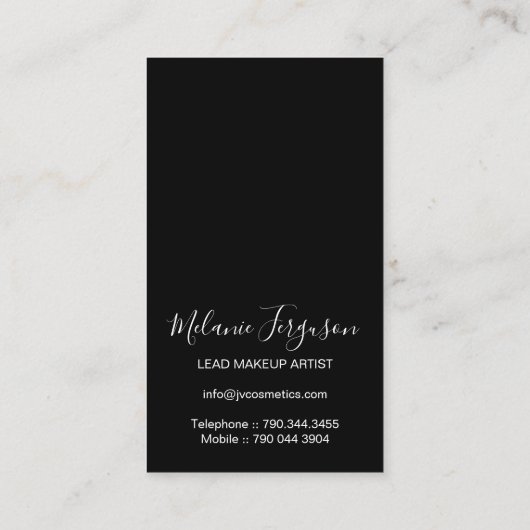 Helder en vun vormig palet met penselen MUA Visitekaartje (Achterkant)