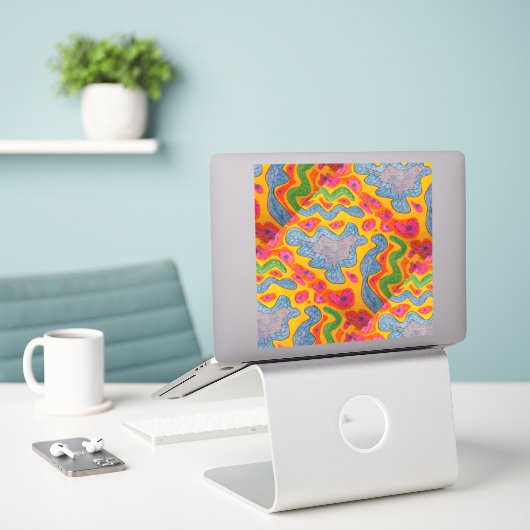 Helder etnisch type ontwerp op een envelop sticker (Laptop op bureau)