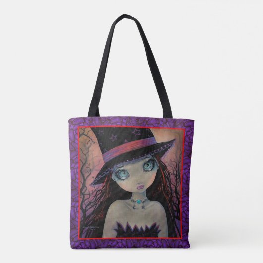 Helder eyed Witch Big Eye Girl Fantasy Art Tote Bag (Achterkant)