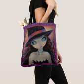 Helder eyed Witch Big Eye Girl Fantasy Art Tote Bag (Dichtbij)