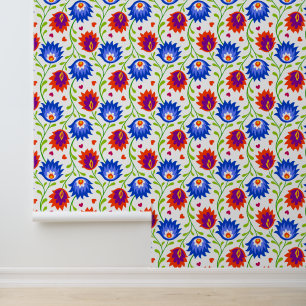 Helder Fantasie Vuur Bloemen & Harten Schattig Kle Behang