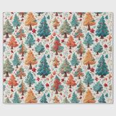 Helder feestelijk inpakpapier met kerstbomen (Vlak)
