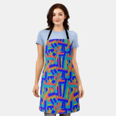 Helder fel blauw groen koraal abstracte patches schort (Gedragen)