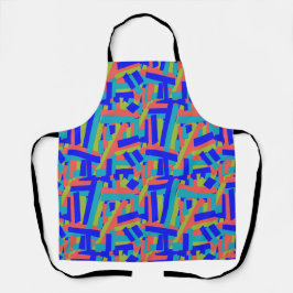 Helder fel blauw groen koraal abstracte patches schort