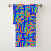Helder fel blauw lime, koraal abstracte patches